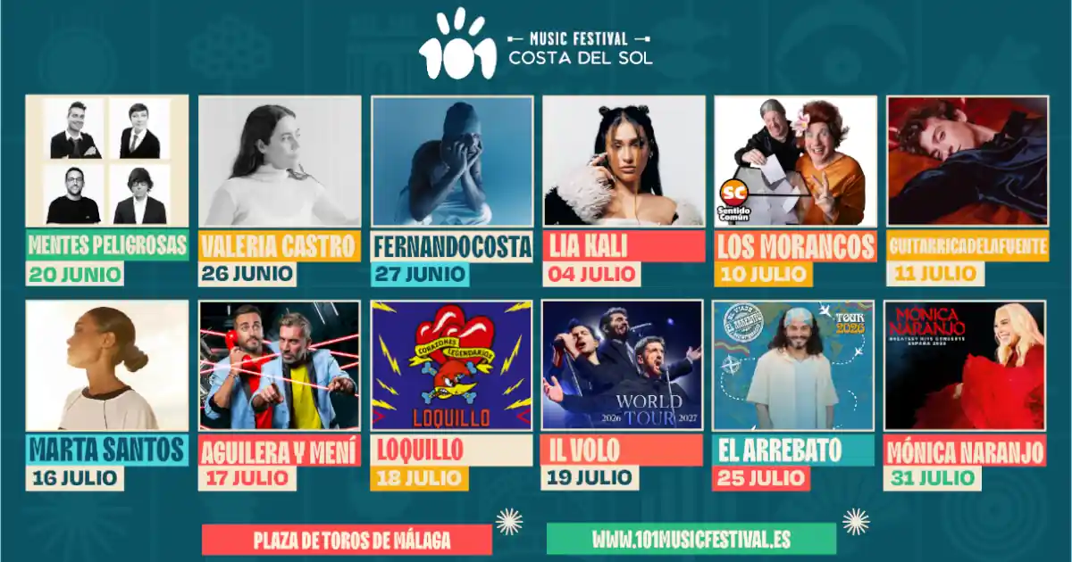 PROGRAMA 101 MUSIC FESTIVAL ACTUALIZADO ABRIL 2026 PROGRAMA Y ENTRADAS 101 MUSIC FESTIVAL MALAGA 2026